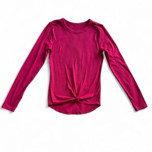 No Boundaries Pink Ribbed Twist-Front Top - Size S (3-5)